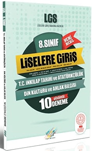 8. Sınıf LGS T.C.Inkılap Tarihi ve Atatürkçülük 10 Çözümlü Deneme Yeni Nesil
