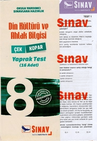 8. Sınıf Din Kültürü ve Ahlak Bilgisi Yaprak Test (16 Adet)
