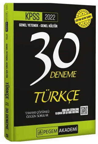 2022 KPSS Genel Yetenek - Genel Kültür Türkçe 30 Deneme